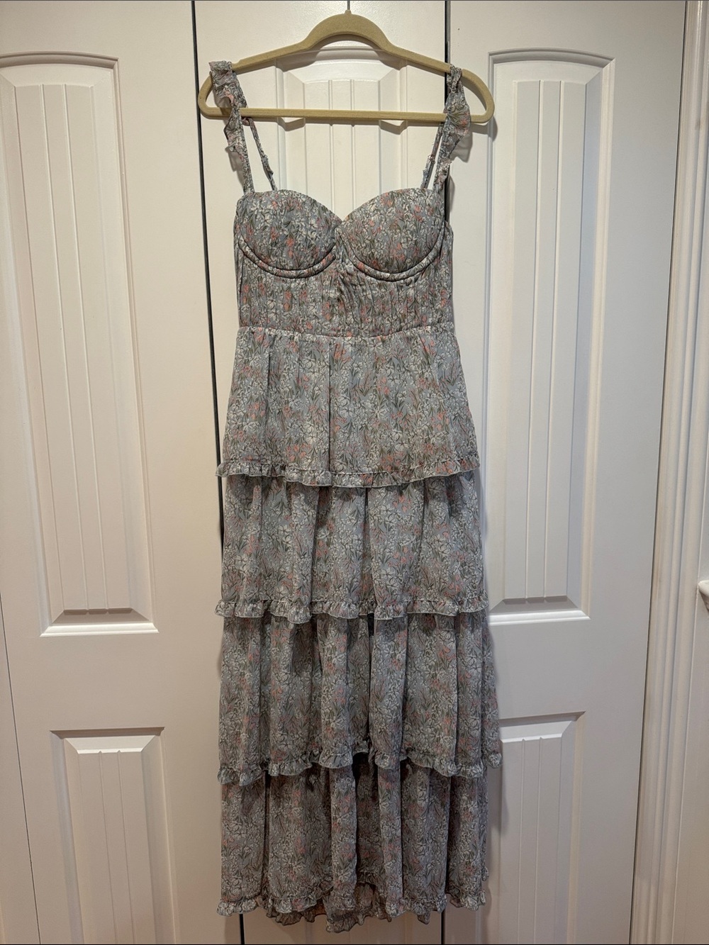 Astr Tiered Maxi Dress - blue